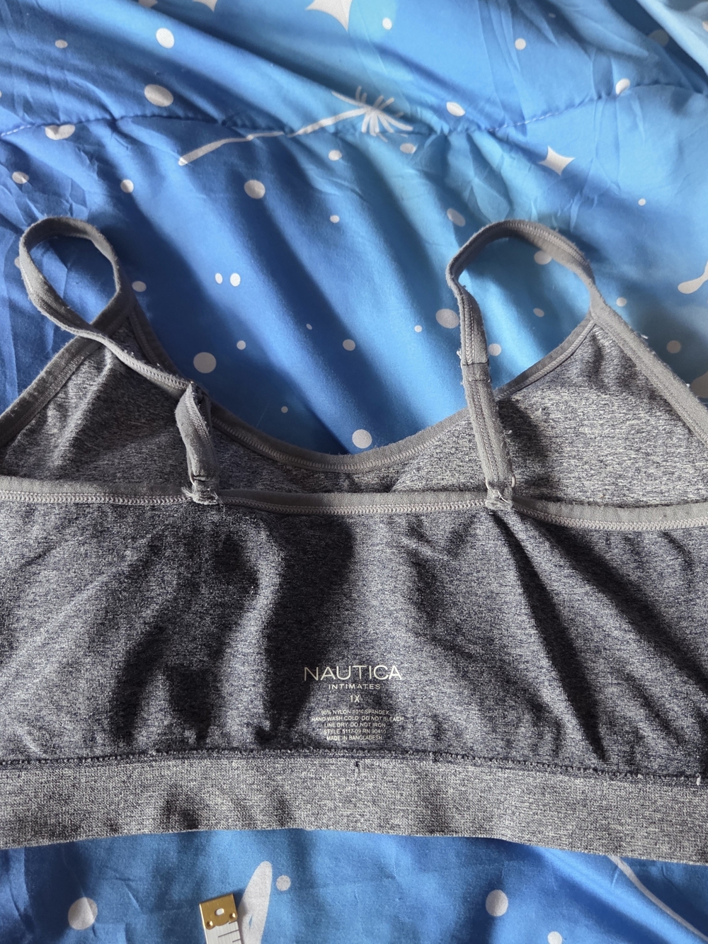 Nautica Intimates 1X Gray Heather Seamless Wireless Bralette Sports Bra Pullover - Picture 7 of 8